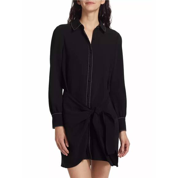 CINQ A SEPT Dresses & Skirts - NEW CINQ A SEPT crepe gaby wrap skirt shirt dress in black/ivory